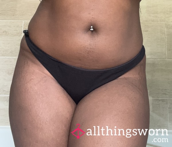 Felt Naughty- Black Cotton Thong