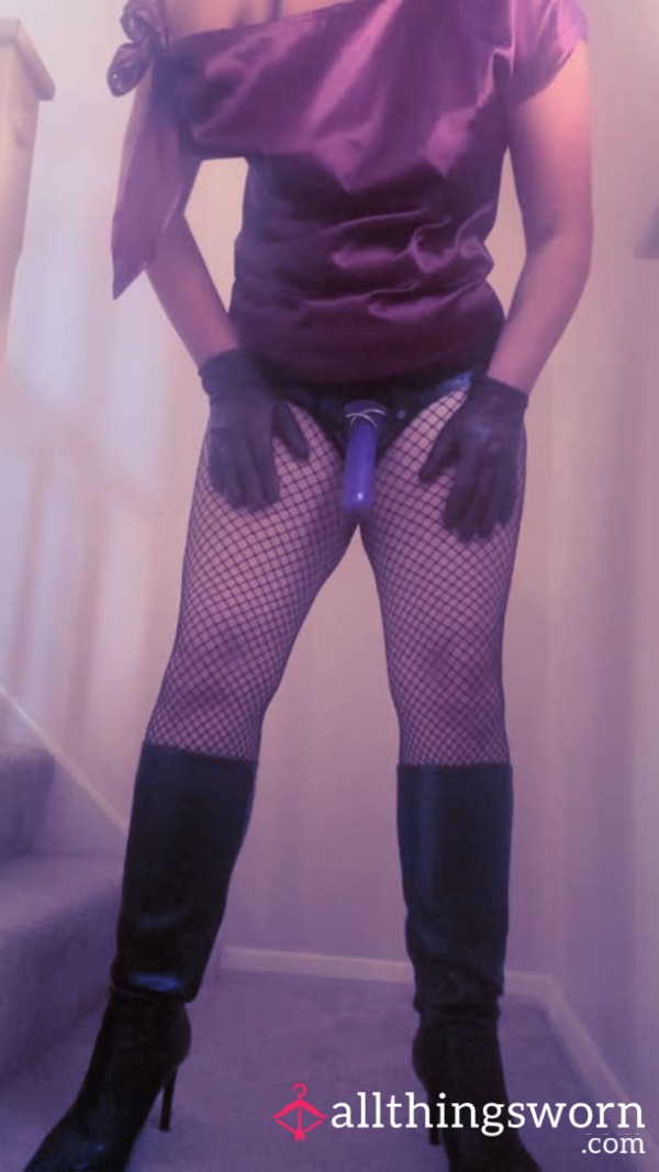 FemDom Teases & Torments With Leather Gloves, Boots & Strap On