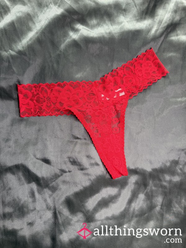 Festive Red Lace Thong