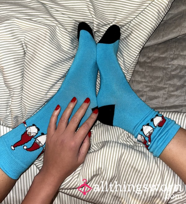 ✨ Festive Turquoise Toes: Christmas Socks With Holiday Charm ✨