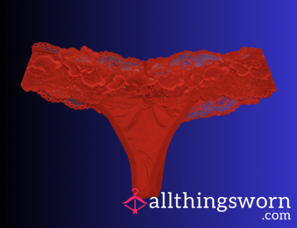 Fiery Red Lace Thong