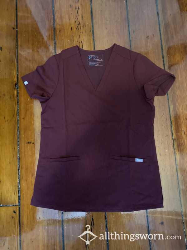 Made To Order Figs Scrub Top (Dark Red)