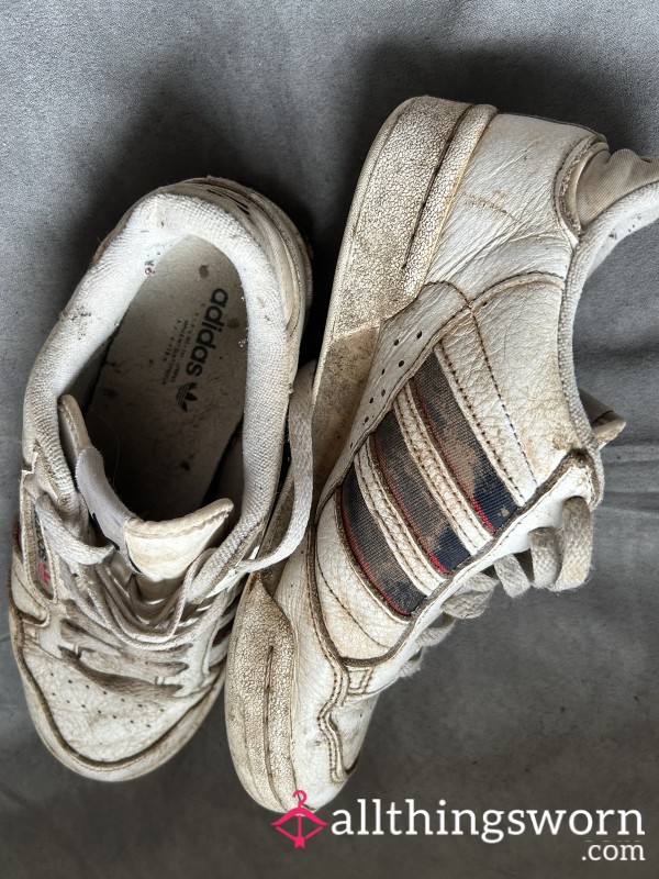 Filthy Adidas Trainers Worn Bare Foot👟💋