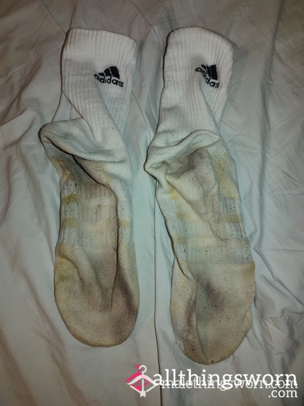 Filthy And Dirty Well Worn Adidas Socks