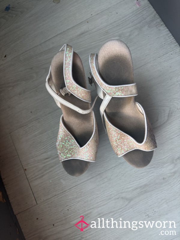 FILTHY AND WORN OUT STRIPPER HEELS