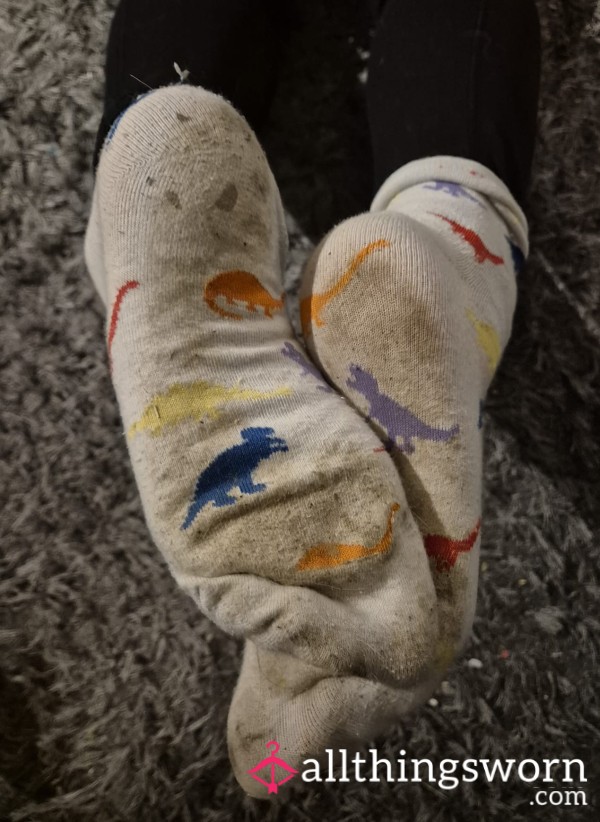 Filthy Dino Socks 🦖🧦 (1 Day Worn… Getting Dirtier This Weekend)