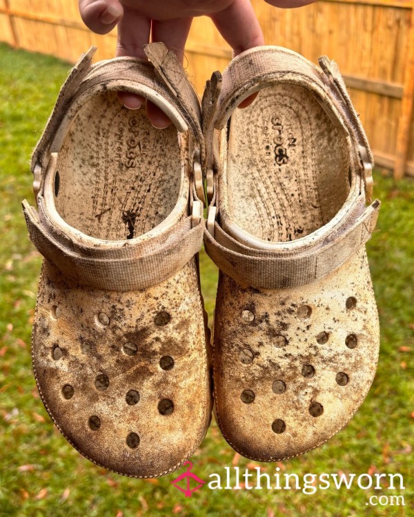 Filthy Dirty Mouldy Crocs White Crusher Clog Women's 9 - 18 Months Of Wear