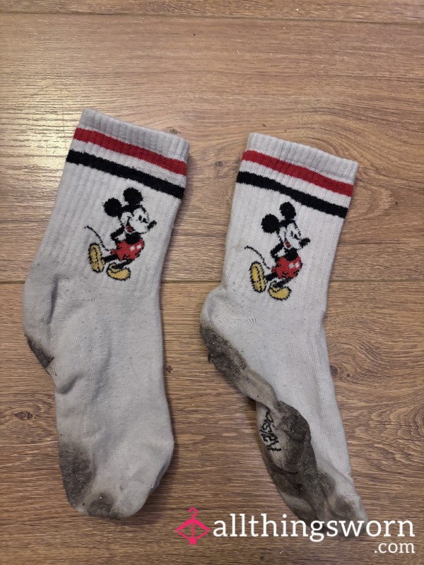 Filthy Dirty Socks Toe Prints Whole Foot Dirt Marks Cute Mickey Mouse Socks