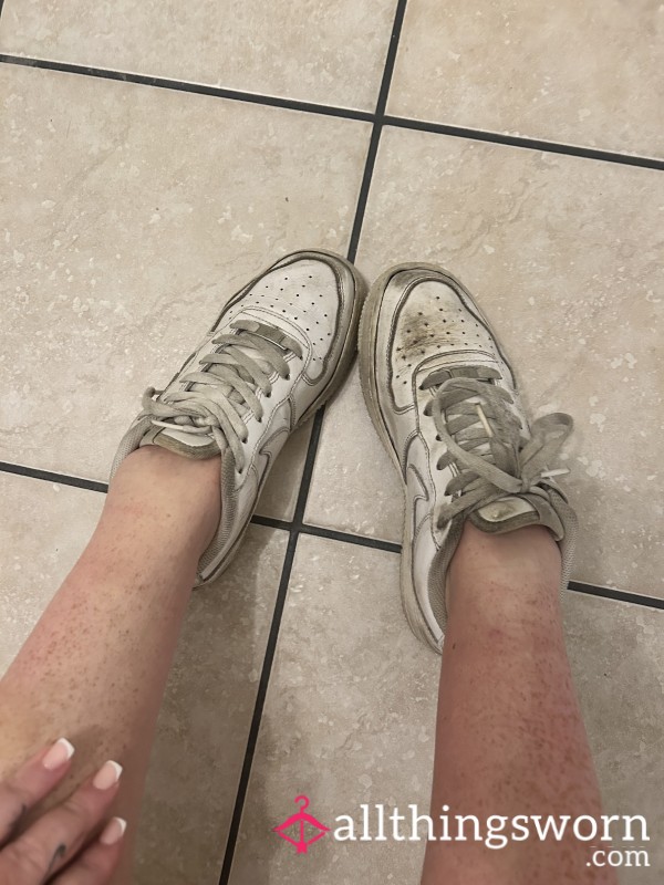 Filthy, Extremely Worn, White Nike Air Force 👟