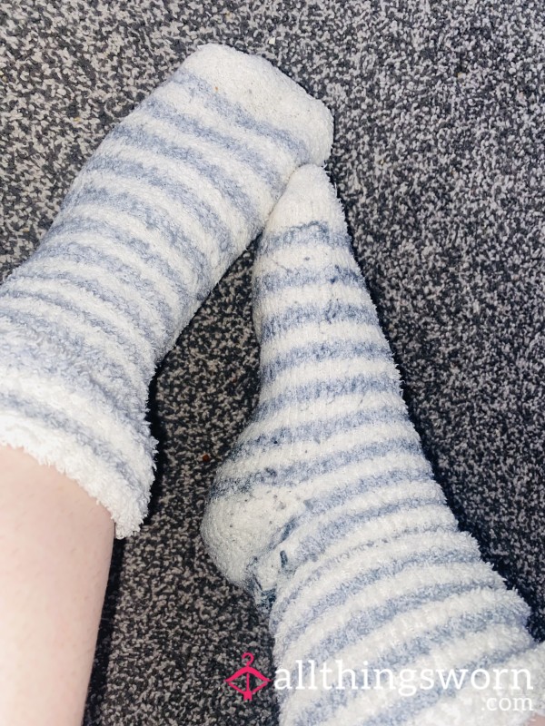 Filthy Fluffy Stripped Socks - Infused With Sweet Sweat From My Grubby Toes😘