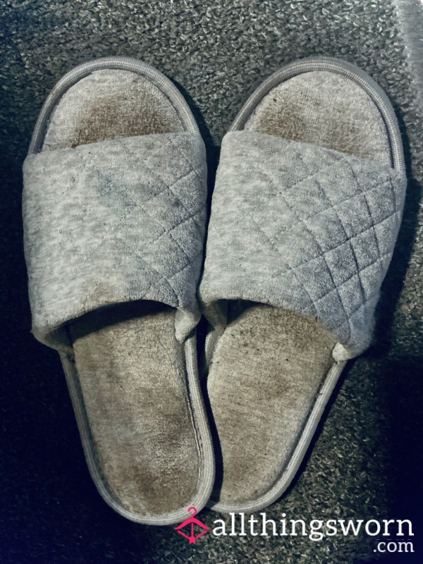 Filthy House Slippers – Heavily Worn, Sweat-Soaked, Daily Domme Footwear