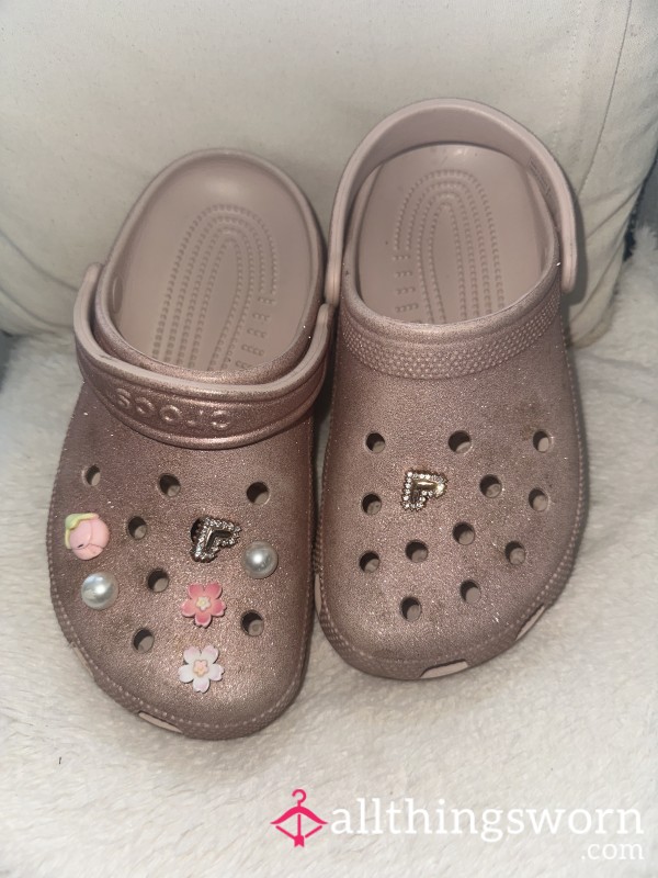 👣 Filthy Little Pink Crocs – Size 5, Worn Daily 😏 👣