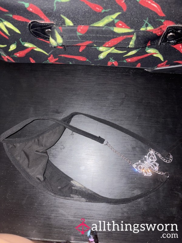 Filthy Sparkly Black Thong