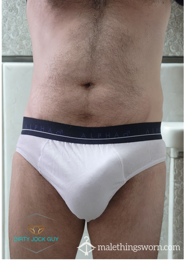 Filthy Stained White Alpha Briefs (M)