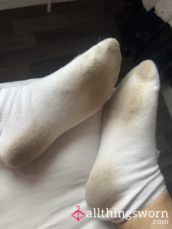Filthy & Sweaty White Socks Worn All Day