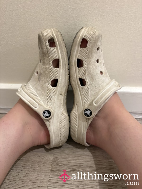 Filthy Well-loved White Crocs