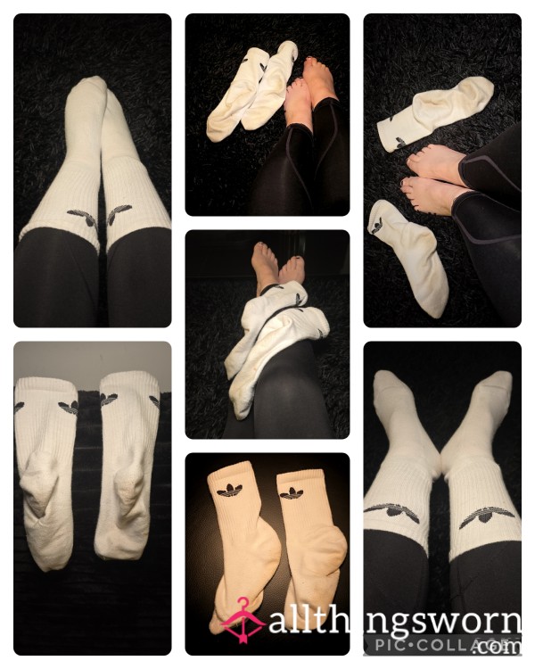 Filthy Well Worn Gym Socks, Sweaty, Stained And Perfect For The Dirty Foot Lover