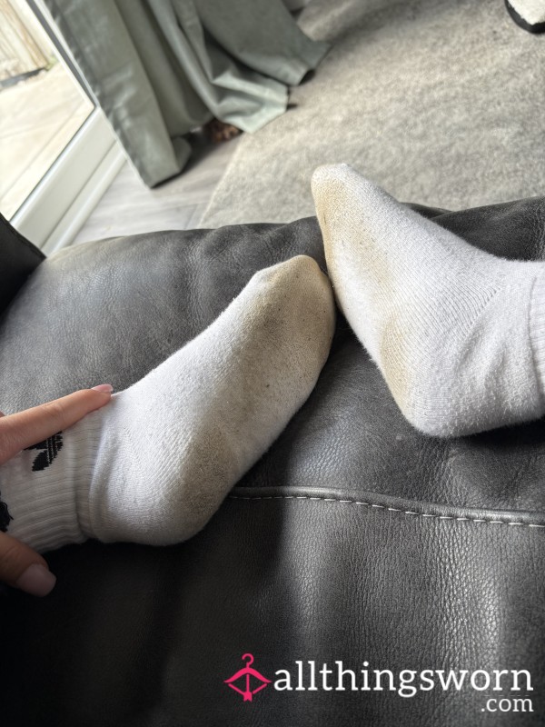 Filthy White Adidas Socks
