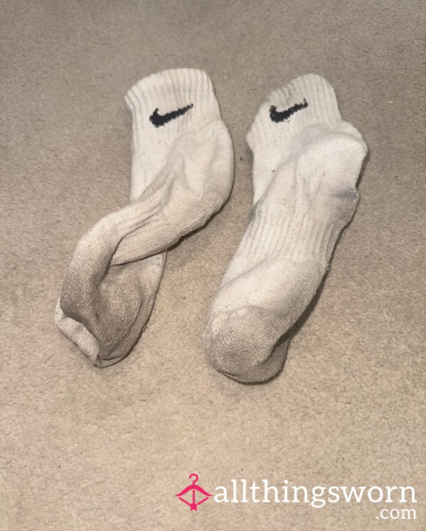 Filthy White Nike Socks Very Well Worn And Up For Grabs !
