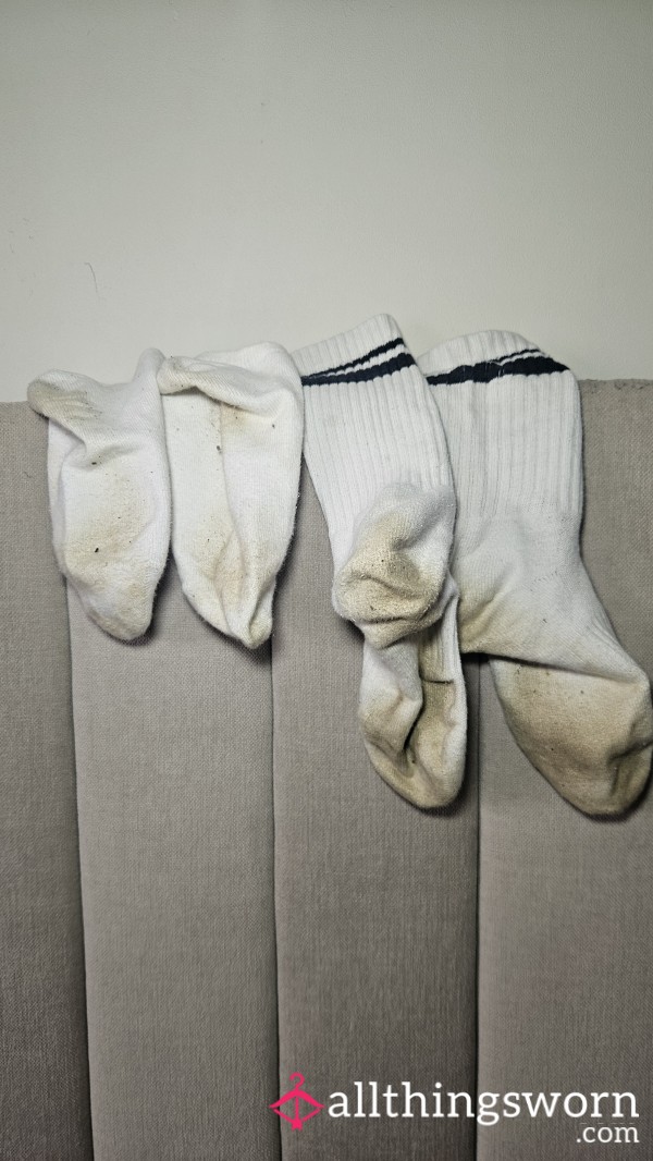 Properly Dirty White Socks - You Choose! 🩶👣