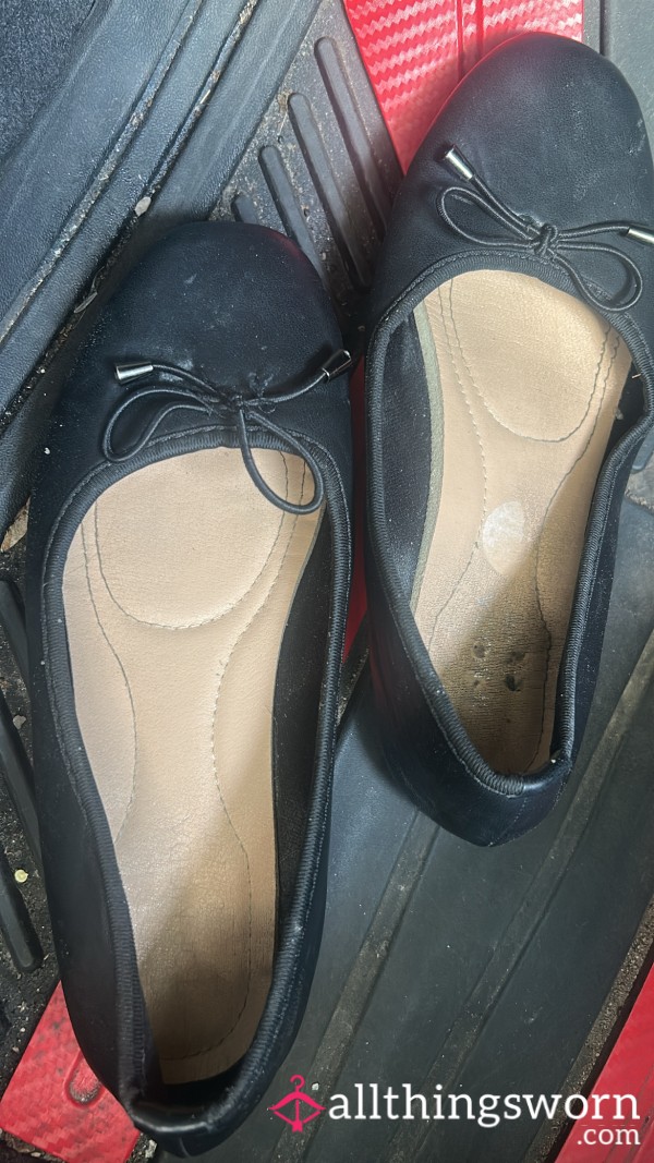 👠🔥 FILTHY WORK FLATS HEAVILY WORN & RIPE 🔥
