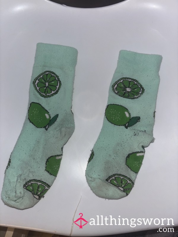 Filthy Worn Lime Themes Socks