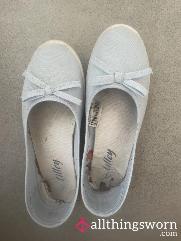 Filthy Worn Out Blue Flat Shoes