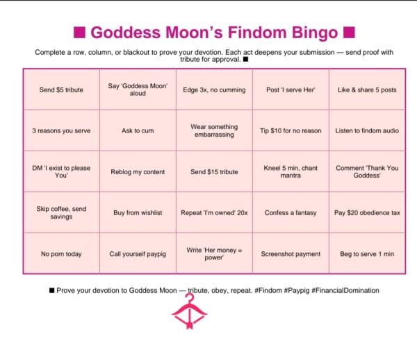 Findom Bingo