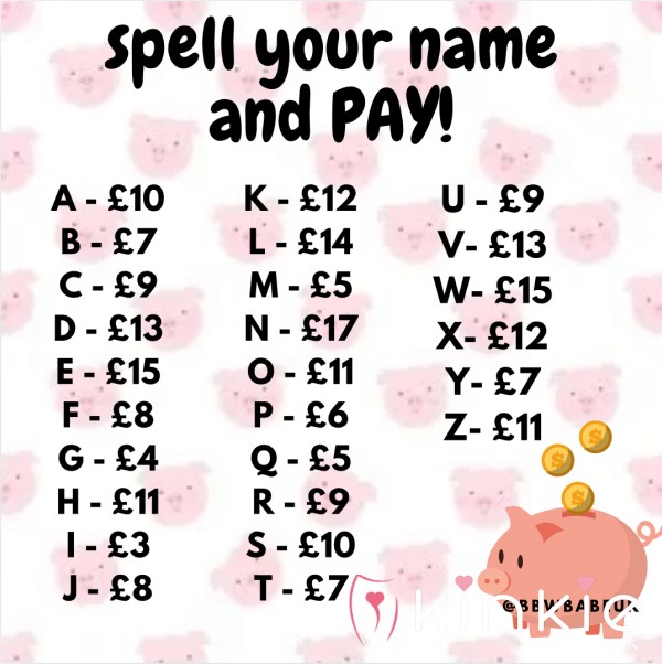 Findom Game - Spell Your Name