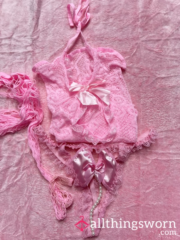 Yummy Pearl Stuffing Fish Net Pink Outfit