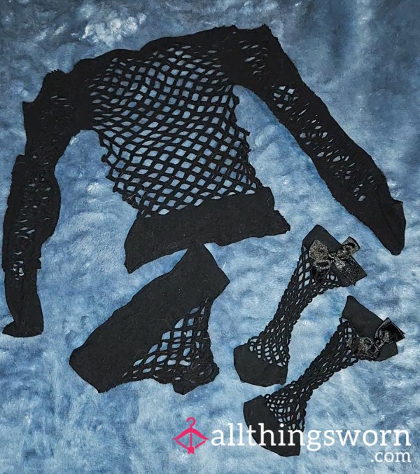 Fishnet Top, Panties And Socks