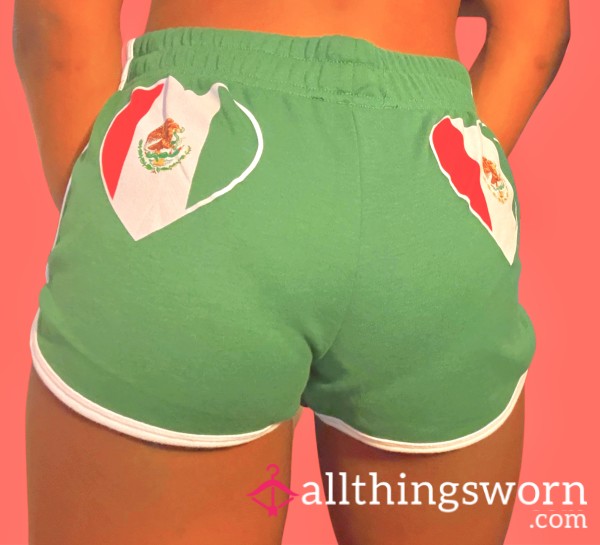 Flag-Patterned Green Sleepwear Pajama Shorts