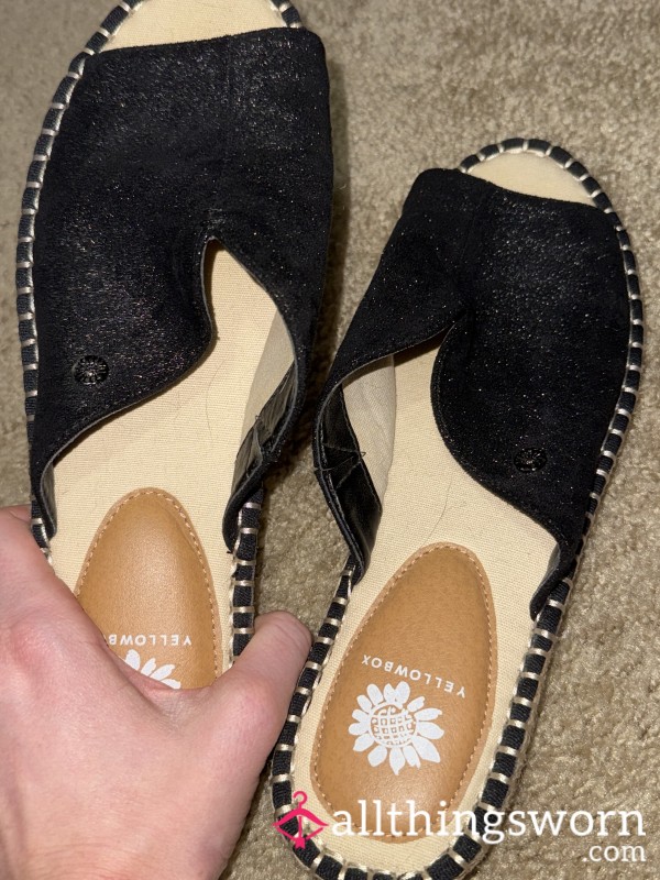 Flat Shoes Black And Sparkly. Size 9
