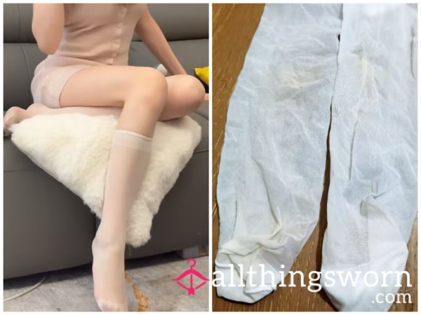 Flight Attendant Casual White Sheer Calf Socks