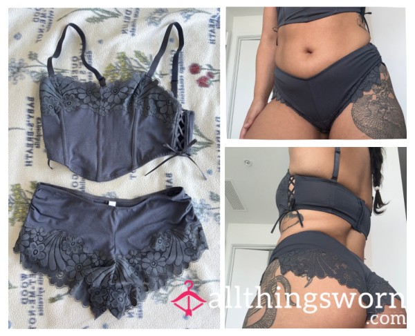 Flirty Gray Corset Set