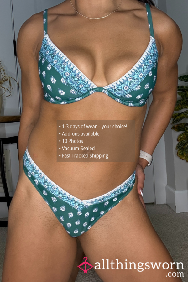 FLor*l ENVY – GREEN PETAL PRINT BIKINI (1607)