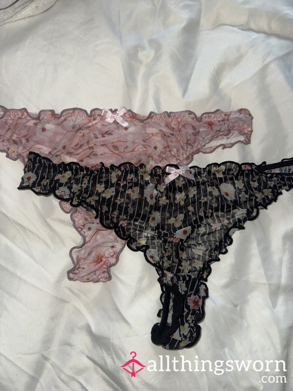 Flor*l Mesh Thongs