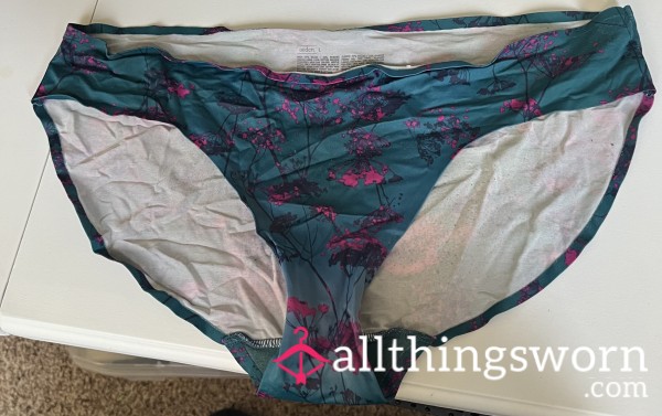 Flor*l Pattern Silky Panties Teal