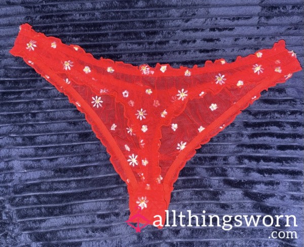 Flor*l Print Thong- Worn For Two 8 Hr. Shifts 💦