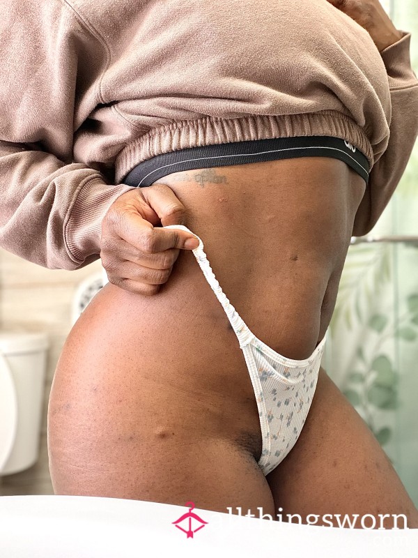 Flor*l Ribbed Thong W/ Scrunch Sides