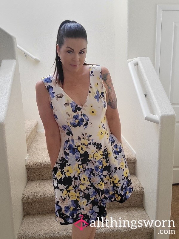 Flor*l Sundress Striptease On The Stairs
