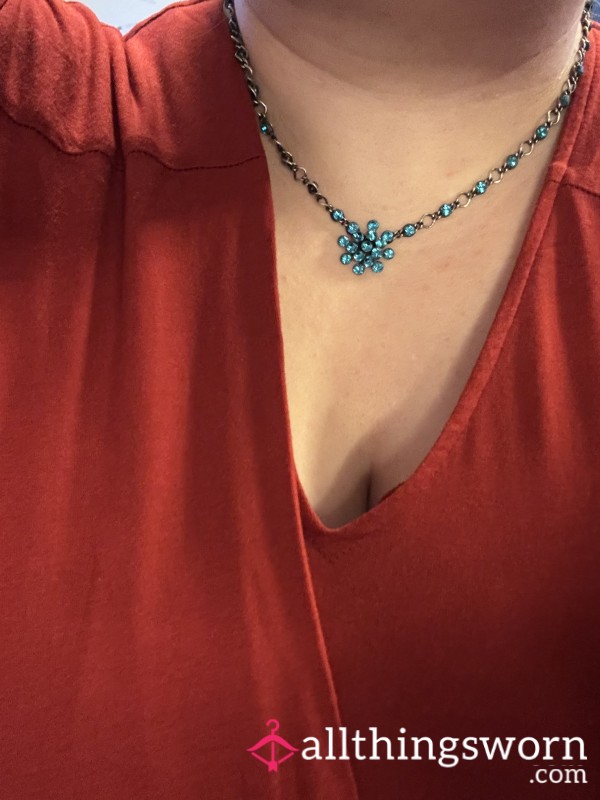 Flower Necklace With Blue Stones 💎🌸