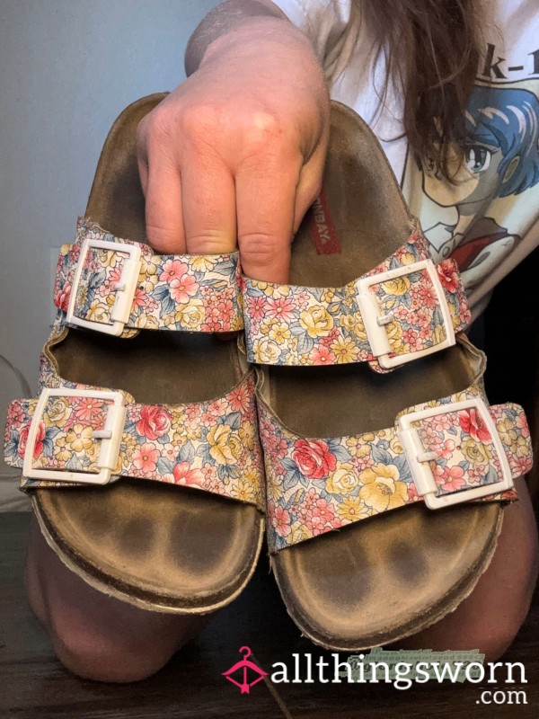 Flowery Birkenstock-Style Sandals