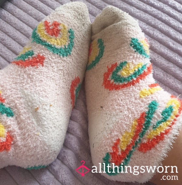 Fluffy Baby Pink Socks Worn For 3 Days