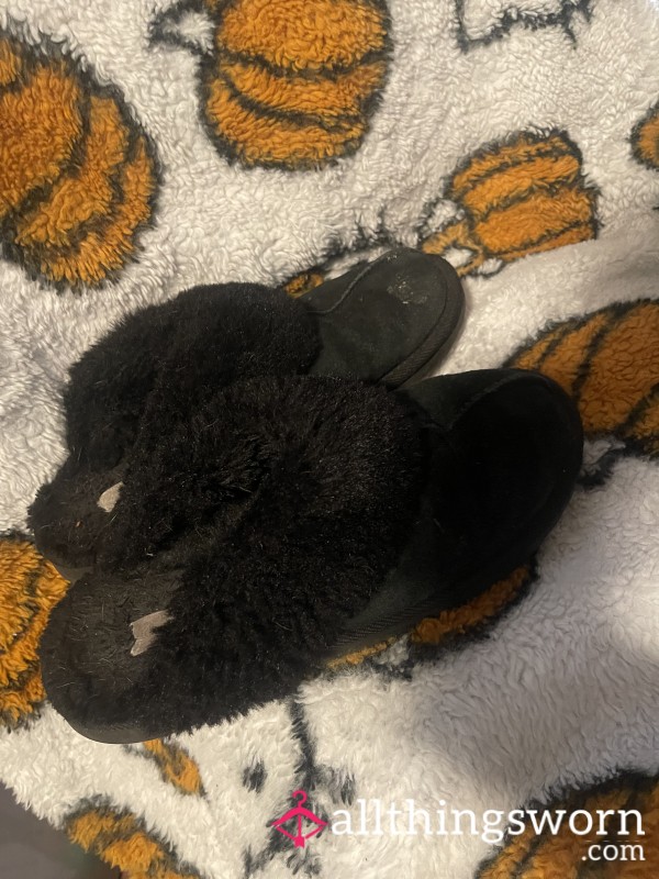 Fluffy Black, Dirty Slippers