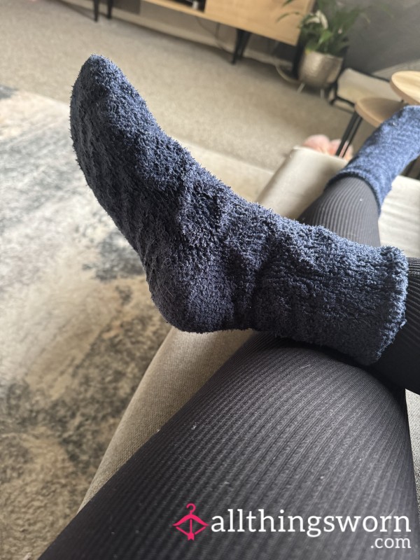 Fluffy Blue Socks