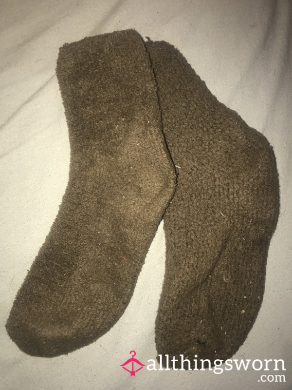 Fluffy Brown Ankle Socks