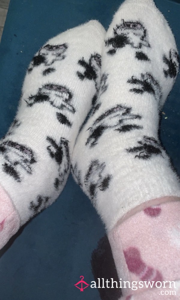Fluffy Cow Print Socks