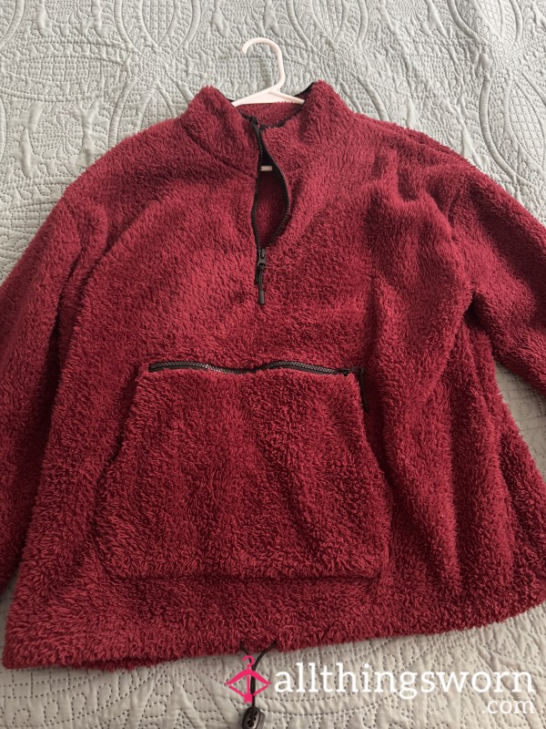 Fluffy Fleece Maroon Jacket