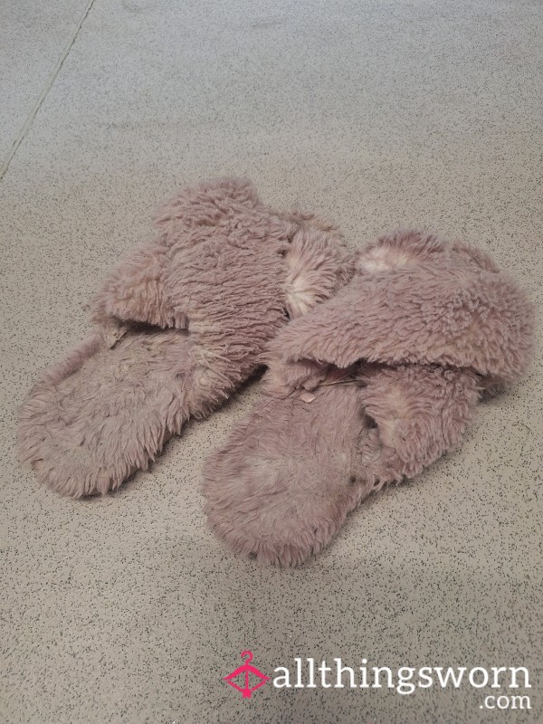Fluffy Lilac Slippers